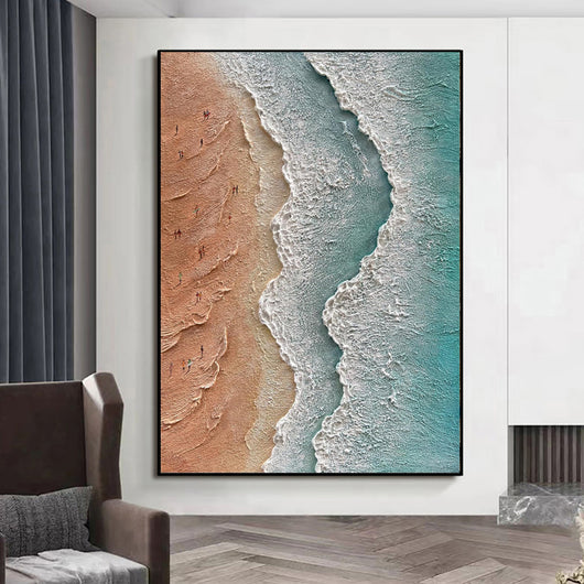 Cuadro de Playa Texturizado 3D - Pintura al Óleo Artesanal Paisaje Vacacional - Image 3