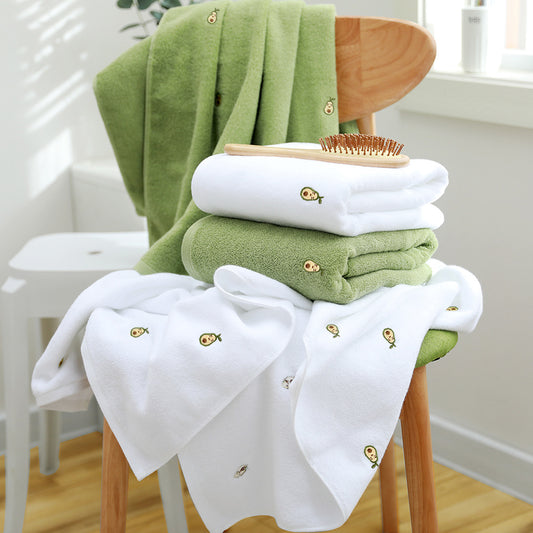 Toalla de Baño de Algodón con Bordado de Aguacate