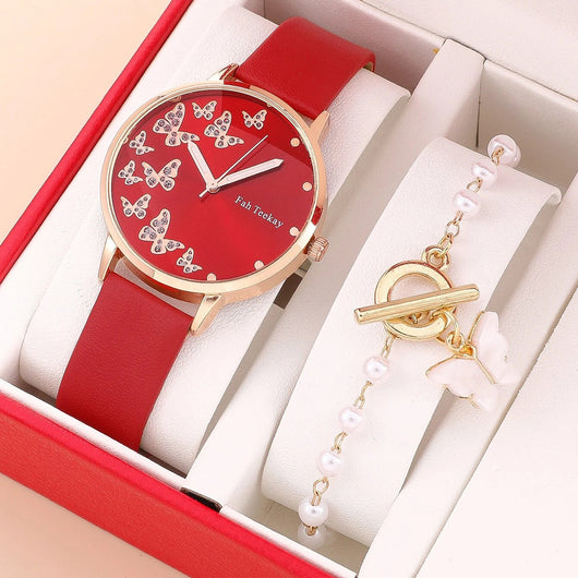 Reloj de Pulsera Dama Elegancia Temperamento con Banda Ajustable y Diamantes Mariposa - Image 16