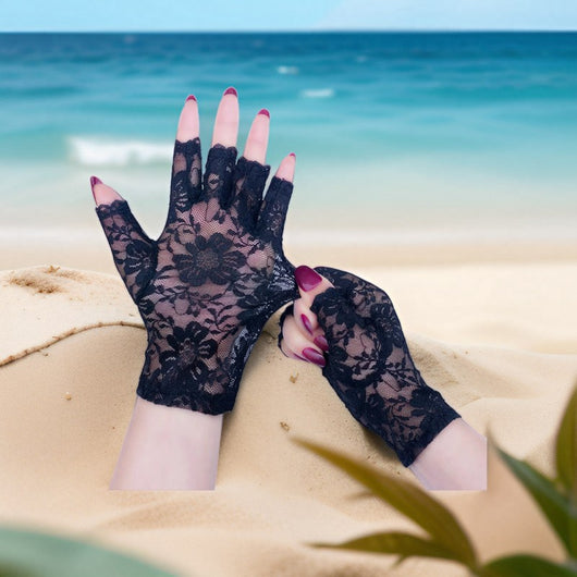 Guantes de Encaje sin Dedos con Protección Solar para Mujer Verano - Image 11