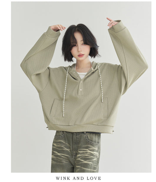 Sudadera Cropped Suelta con Ajuste en Dobladillo para Mujer - Image 16