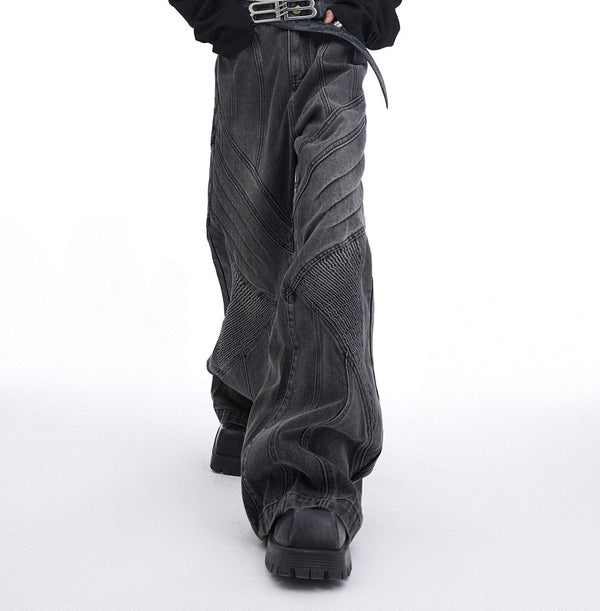 Jeans Skinny Plisados Deconstruidos de Corte Industrial