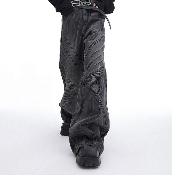 Jeans Skinny Plisados Deconstruidos de Corte Industrial