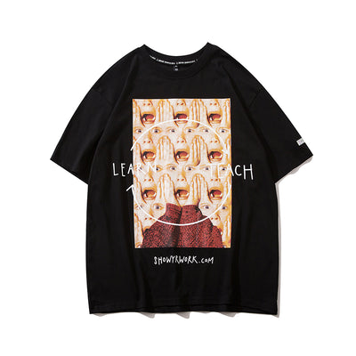 Playera Holgada Hip Hop con Estampado Cartoon para Parejas - Image 8