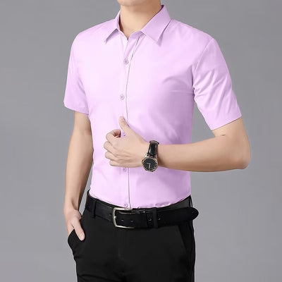 Camisa Ejecutiva Slim Fit Antirruga Manga Corta para Hombre - Image 5