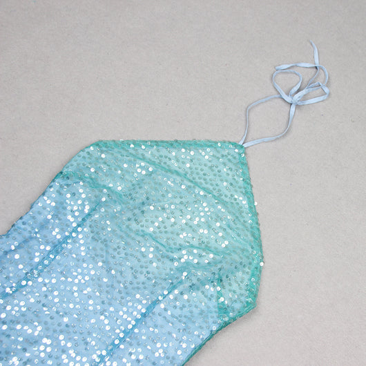 Vestido de Fiesta con Lentejuelas y Tirantes Plumados - Image 8