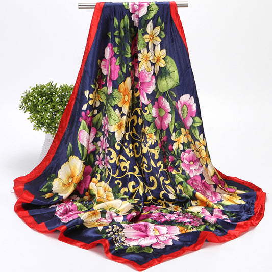 Pañuelo Floral de Seda Artificial 90cm - Primavera y Otoño