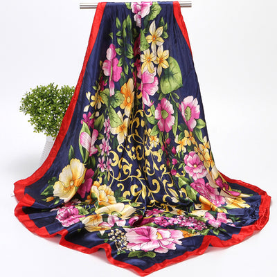 Pañuelo Floral de Seda Artificial 90cm - Primavera y Otoño