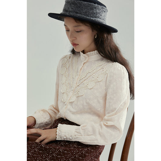 Blusa de Encaje Manga Larga Elegante Ajustada Efecto Adelgazante - Image 5