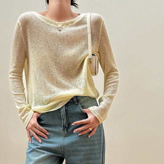 Blusa Suelta Tejida de Manga Larga Estilo Idle Premium