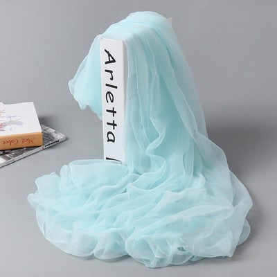 Pañuelo de Seda Largo para Mujer - Chal Playero Chifón Liso Grande - Image 36