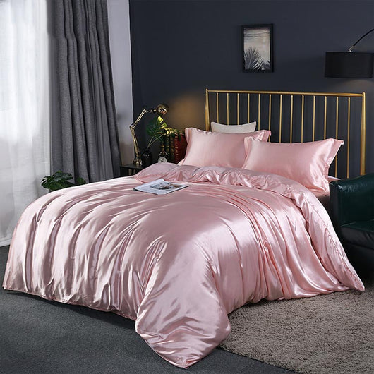 Juego de Cama Reversible de Seda de Hielo Puro Color - 4 Piezas - Image 9