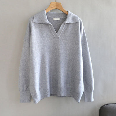 Suéter Oversize de Cuello Polo Grueso para Otoño Invierno