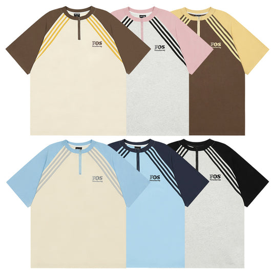 Camiseta Raglan de Manga Corta con Contraste de Colores para Hombre