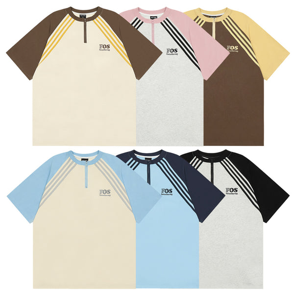 Camiseta Raglan de Manga Corta con Contraste de Colores para Hombre
