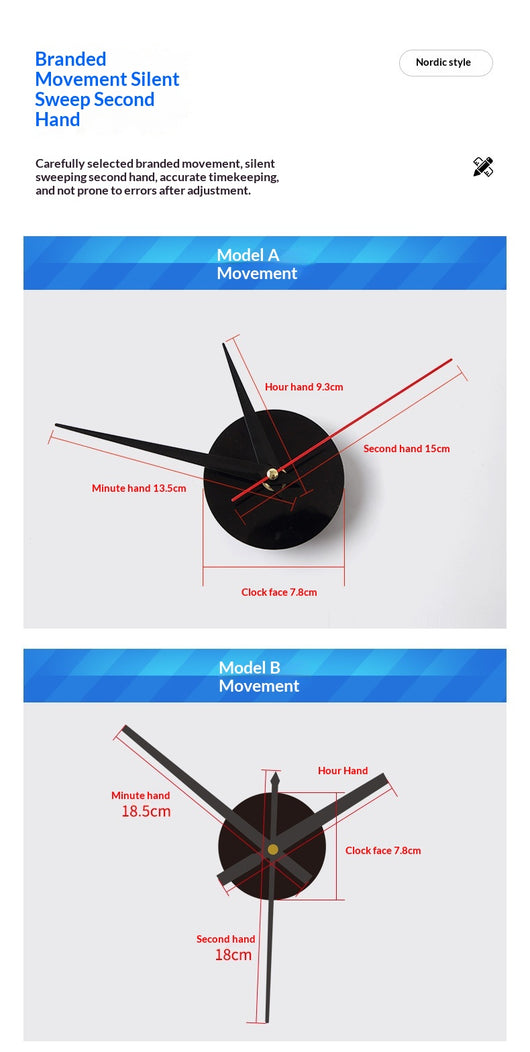 Reloj de Pared Digital Silencioso Nórdico - Adhesivo Decorativo Acrílico - Image 26