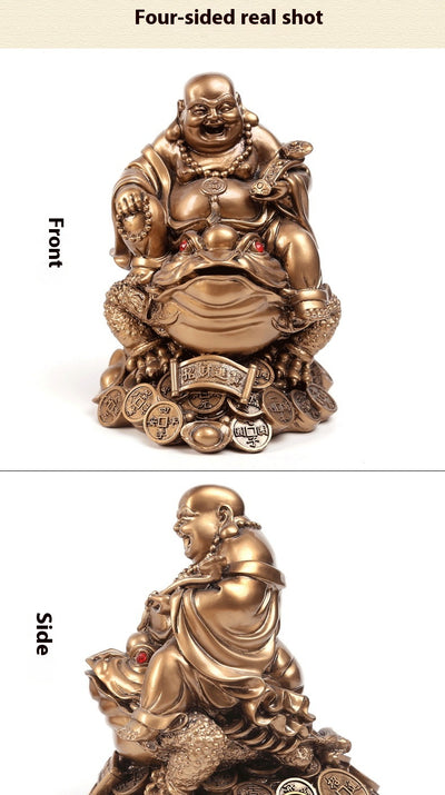 Buda Maitreya de Cobre sobre Sapo Dorado - Ornamento de Abundancia - Image 6