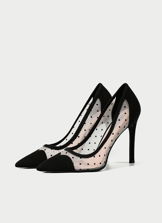 Zapatos de Tacón Medio Punta Fina Transpirables con Lunares Calados - Image 6
