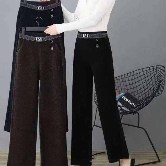 Pantalones Chenilla Pierna Ancha - Versátil y Moderno