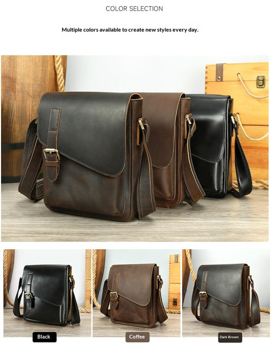 Bolsa Bandolera de Cuero Genuino para Hombre - Estilo Casual Messenger - Image 25