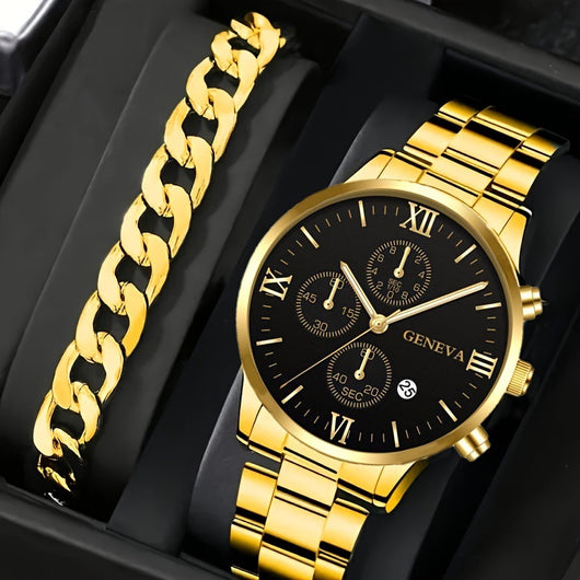 Set de 2 Relojes de Acero para Hombre con Pulsera - Diseño Ejecutivo Tres Ojos - Image 25