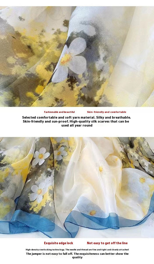 Pañoleta de Seda Artificial Lujo Ligero Talma Yousoft Tamaño Grande Estampada - Image 14