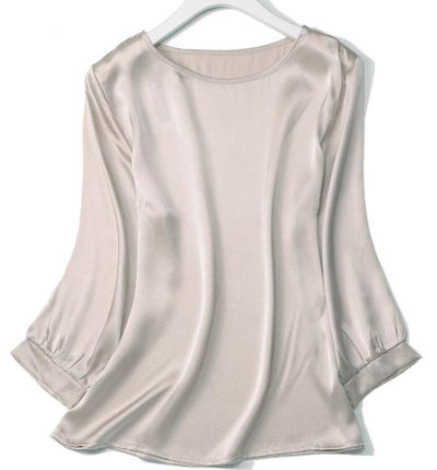 Camisa de Seda de Gusano de Seda con Perla Brillante y Satén - Image 19