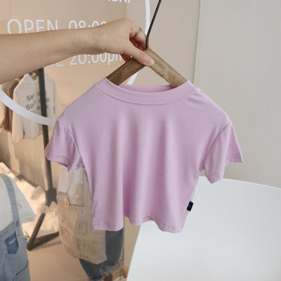 Playera Infantil de Algodón Lavado en Colores Sólidos - Image 3