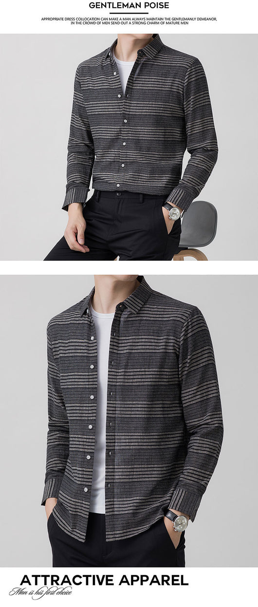 Camisa Lino Rayas Manga Larga Casual Ejecutiva para Hombre - Image 14
