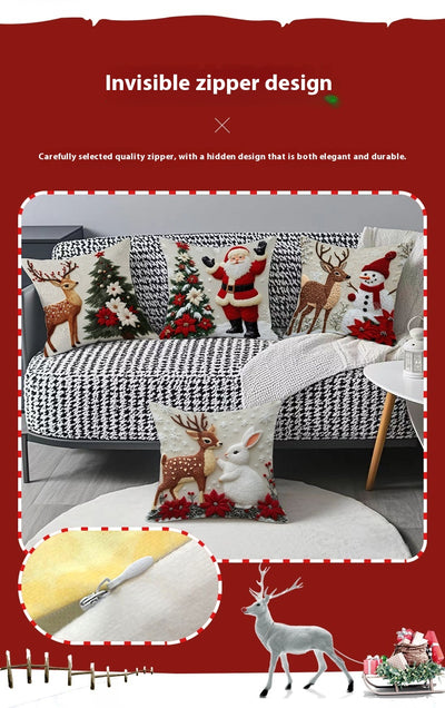 Funda de Cojín Navideño con Diseño de Alce y Conejo - Decoración Lino para Sofá - Image 14