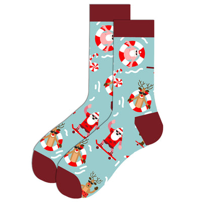 Calcetines Navideños para Hombre - Diseño Alce y Papá Noel en Algodón Premium - Image 52