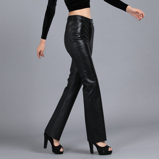 Pantalón de Cuero Bootcut Liso para Mujer - Traje Elegante - Image 4