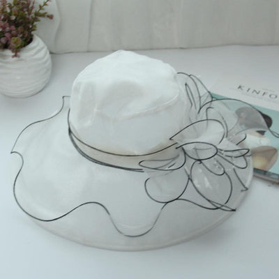 Sombrero de Playa Vintage con Malla Floral y Organza - Image 13