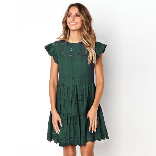 Vestido Casual de Algodón con Bordado Calado - Image 39