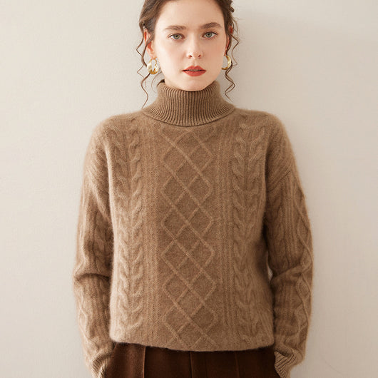 Suéter Cashmere Suelto con Cuello Alto - Tejido Grueso de Tres Capas - Image 3