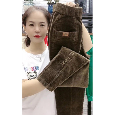 Pantalones Pencil Cintura Alta Estilo Coreano en Pana Suelta - Image 12