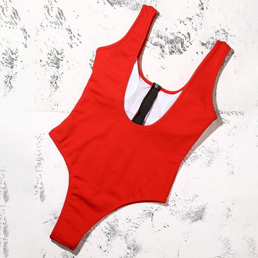 Traje de Baño Sexy con Cierre y Costuras en Contraste - Image 9