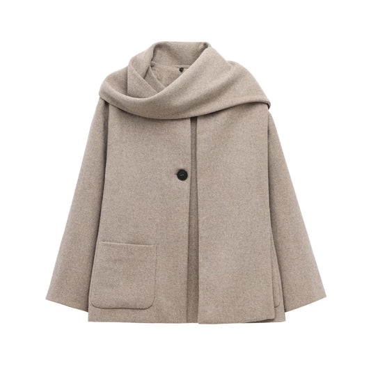 Abrigo Capa Estilo Francés con Diseño Tejido para Mujer