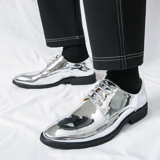 Zapatos de Cuero Brillante con Punta Afilada Estilo Británico para Hombre - Image 4