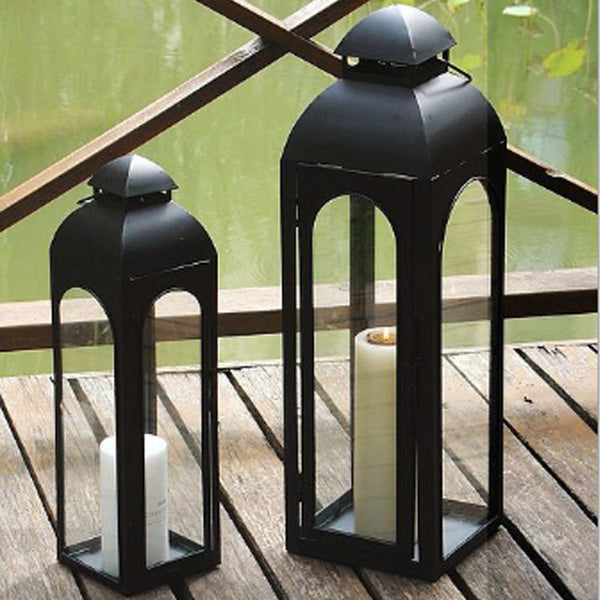 Linterna Portátil de Vidrio y Hierro para Exterior - Farol Resistente al Viento