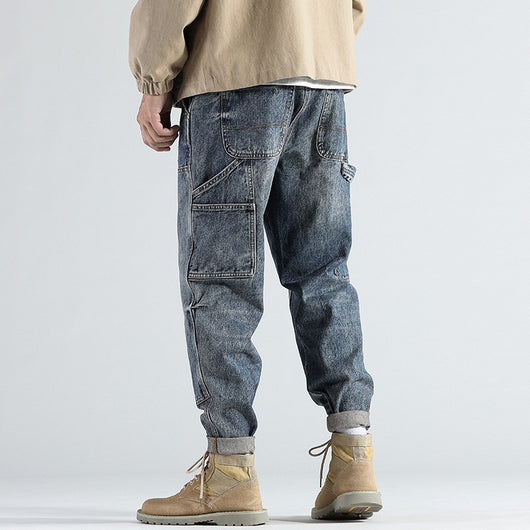 Pantalones Vaqueros Holgados Retro Estilo Obrero Talla Grande Hombre - Image 4