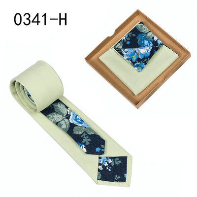 Corbata de Algodón con Estampado Floral y Pañuelo de Bolsillo - Image 34