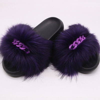 Pantuflas de Piel Sintética de Zorro con Cadena - Sandalias Peluche Cómodas - Image 22