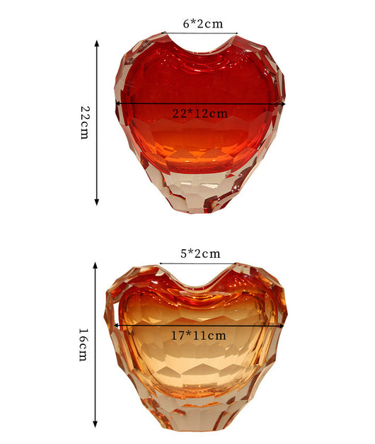 Jarrón de Cristal en Forma de Corazón con Degradado Rojo - Adorno de Lujo - Image 7