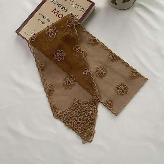 Pañuelo de Seda Bordado con Encaje - Cinta para Cabello Elegante - Image 24