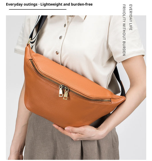 Bolso Mensajero de Cuero Genuino para Mujer - Gran Capacidad, Estilo Casual - Image 10