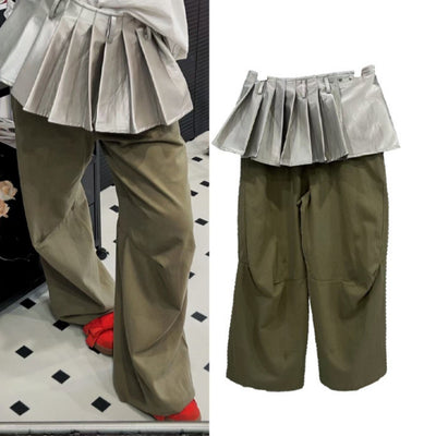 Pantalón Workwear Ancho de Pierna Suelta Estilo Hot Girl