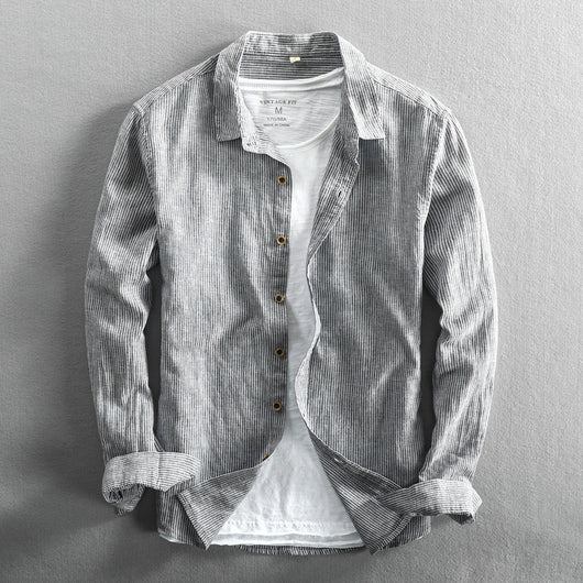 Camisa Casual de Lino con Mangas Largas para Hombre - Image 7