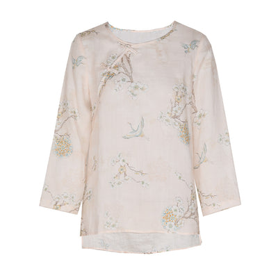 Blusa Vintage de Ramio Estampada para Mujer - Image 5