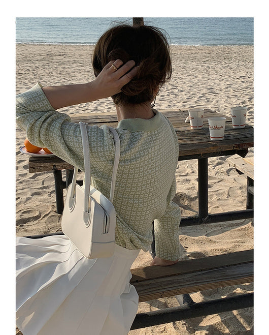 Cardigan Tejido Houndstooth con Cuello Polo para Mujer - Image 35